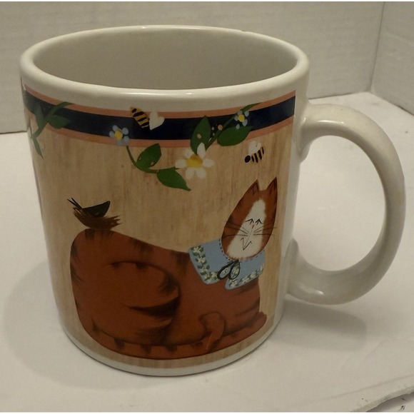 Sakura Garden Cats Brown Cat Fiddlestix Coffee‎ Mug-Stoneware-Dishwasher & Micro - Picture 1 of 5